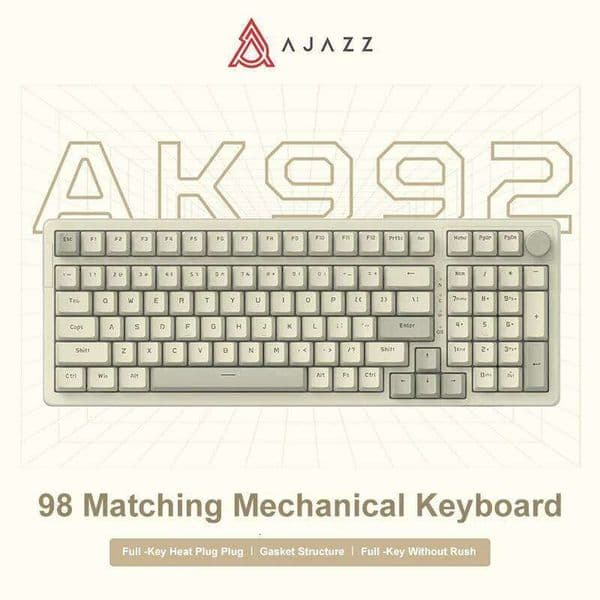 Ajazz AK992 Wired Mechanical Keyboard 98-Key Full Layout Hot-Swap USB Gaming keyboard Multimedia Key Knob for Desktop PC Laptop 26L0321