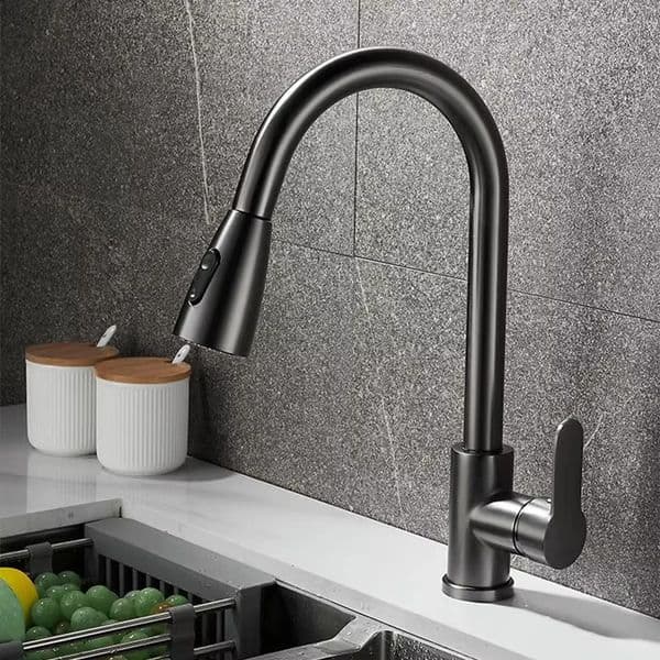 Stainless steel kitchen faucet single-hole pull-out spout kitchen sink mixing faucet 360 rotating cleaning faucet 260316