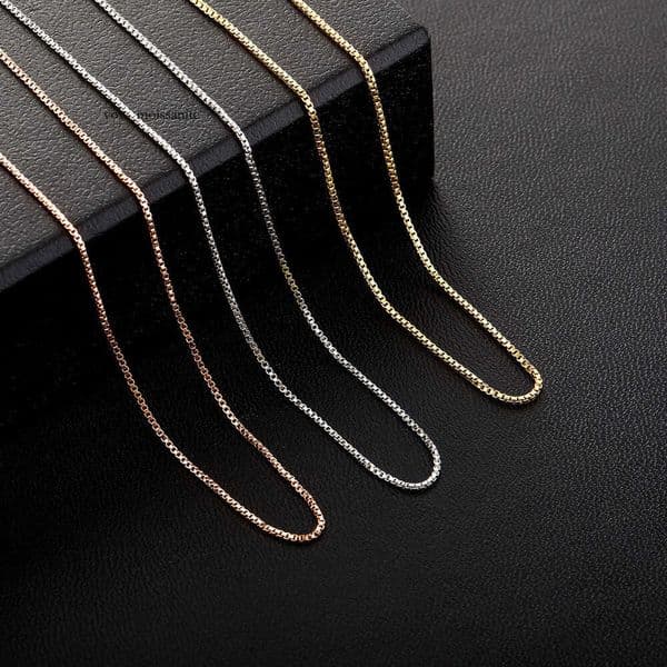 1.1mm 925 Sterling Silver 18K Gold universal necklace 14K gold-plated women's color-retaining versatile accessory box chain factory wholesale