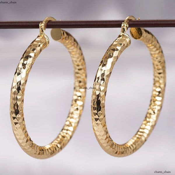 fashionable large hoop statement earrings women textured trendy accessories for parties popular Middle Eastern style