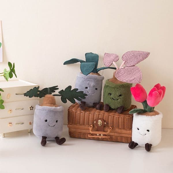 Cute Plush Potted Plant Desktop Decor Tulip Snake Plant Alocasia Monstera Bamboo Charcoal Bag Claw Machine Toy