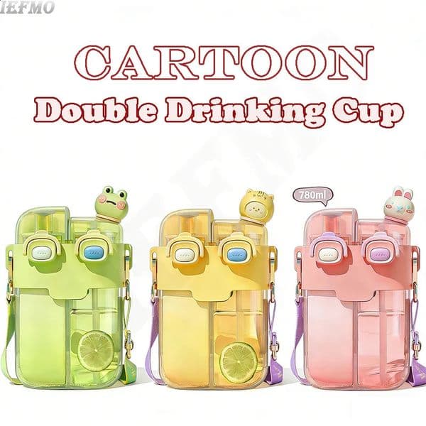 2 in 1 Double Drinking Straw Cup with Lid Large Capacity Water Bottle for Girls Straw Direct Drink Lid For SchoolSummerGym 260321
