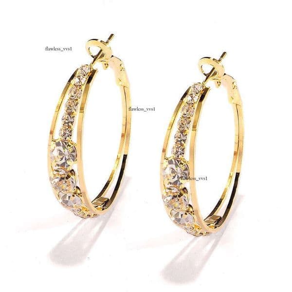 new Jewelry model: Gold-plated Silver with Moissanite inlay large circular earrings women's Jewelry sty personalized earrings
