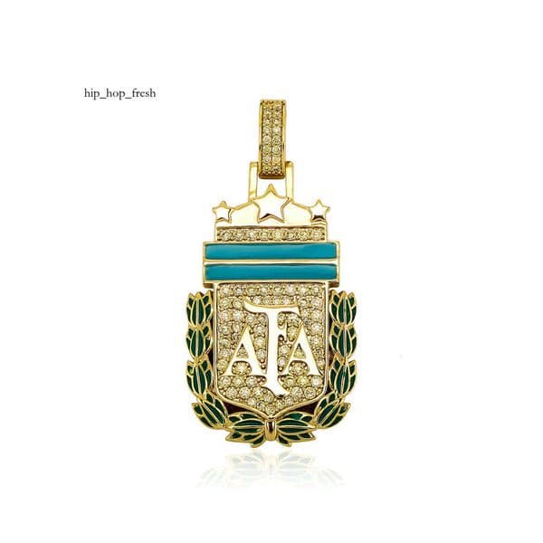New Samsung Argentina Team Badge Pendant Fan Souvenir Full Diamond Men's Necklace Trendy Accessories