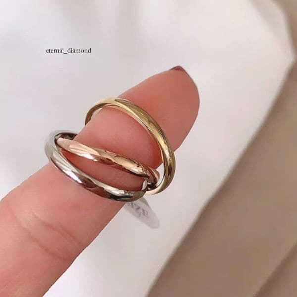 European and American Style Rings Three Colors Colorful Stainless Steel Personality Simple Student Internet Celebrity Best Friend Ring Factory Direct Sales