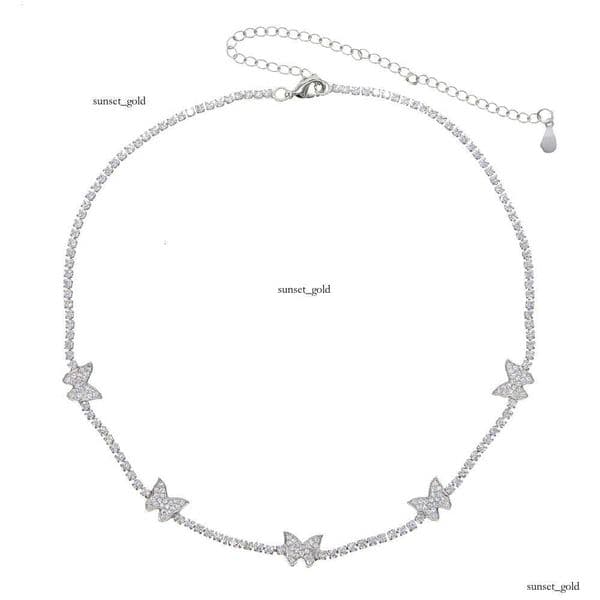 New foreign trade niche butterfly exquisite jewelry versatile for daily wear shiny Moissanite necklace factory wholesale