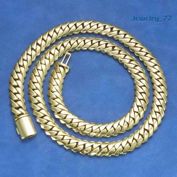 Gold Hip Hop Rose Plated 12Mm Large Miami Cuban Chain Necklace For Men Jewelry77