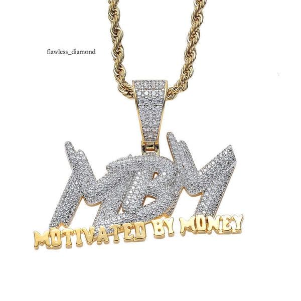 European and American hip-hop for men with zirconia, MBM pendant, MotivatedByMoney trendy brand, copper micro-inlaid zirconia necklace