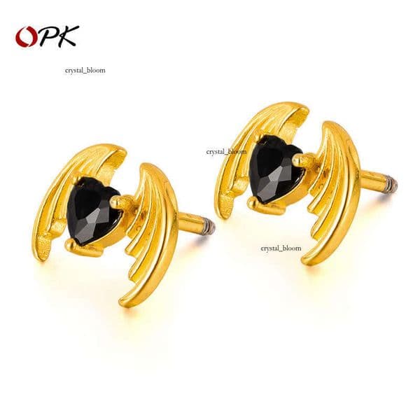 Jewelry Men's Earrings 925 Sterling Silver 14K Gold Personality Creative Design Moissanite Heart Wings Titanium Steel Ear Jewelry