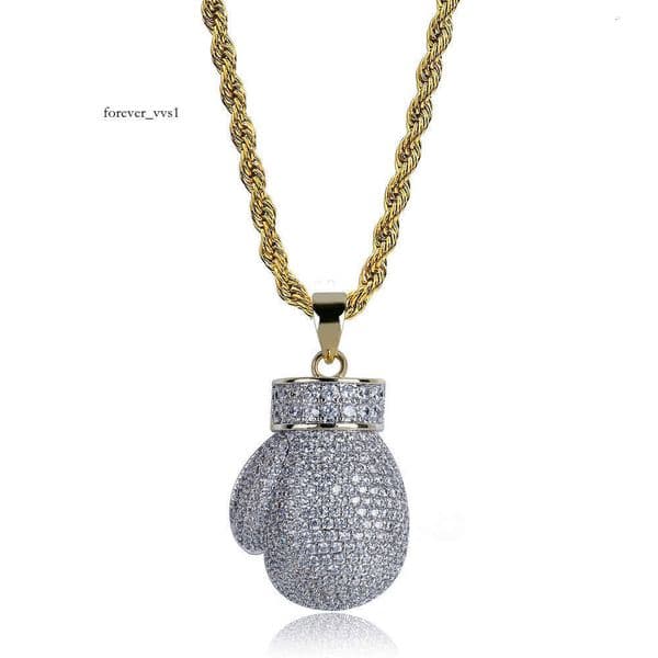 Jewelry Jewelry Hot-Selling Boxing Gloves Full Diamond Hip Hop Pendant Silver Inlaid Moissanite Personality Simple Men's Necklace