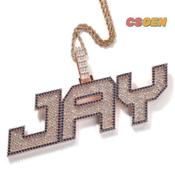 Out Personalized Baguette Iced Plate Pendant Diamond Letter Initials Custom Bling Moissanite VVS Number Name Necklace For Women Jewelry