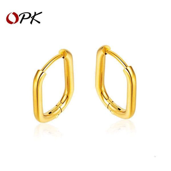Korean Fashionable Simple Oval Women's Earrings Unique Design Personalized 925 Sterling Silver 18K Gold Square Earrings Wholesale