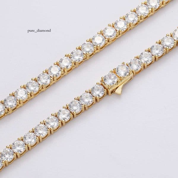 Spring clasp version Tennis Chain 3mm 4mm 5mm Silver micro-inlaid Moissanite single row chain Hip Hop necklace
