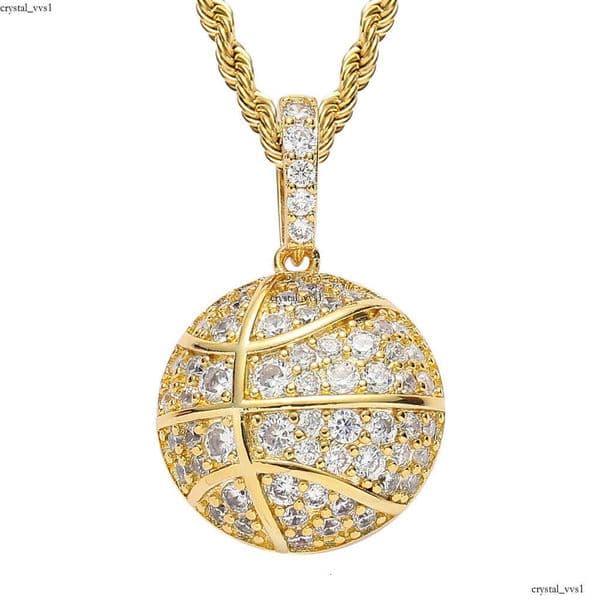 European and American cross-border pendant, basketball pendant with copper micro-inlaid zircon, men's personalized sports hip-hop trendy accessory