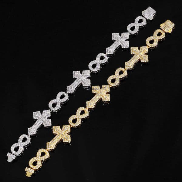 Luxury Jewelry Hip Hop 8mm cross and figure-eight chain accessories vintage necklaces Moissanite bracelets men's custom jewelry