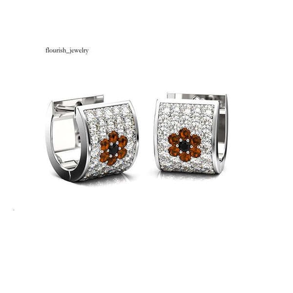 Korean Style New Floral Earrings with Moissanite Studs for Women Full Diamond Flower Hoop Earrings Popular Accessories