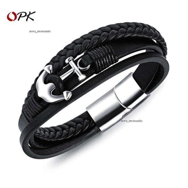 Jewelry Simple Retro Personality Leather Punk Style Woven Multi-layer Bracelet with Magnetic Clasp