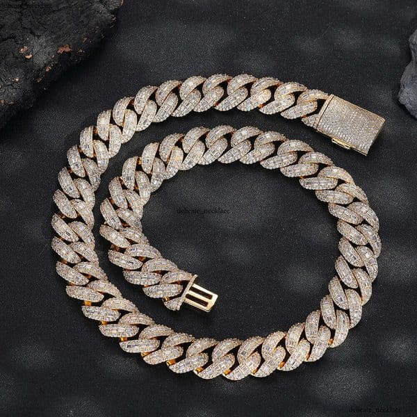 Hot Sale Jewelry New High-Quality Layered Square Diamond 20mm Bubble Chain Necklace Hip Hop Trendy Street Accessories