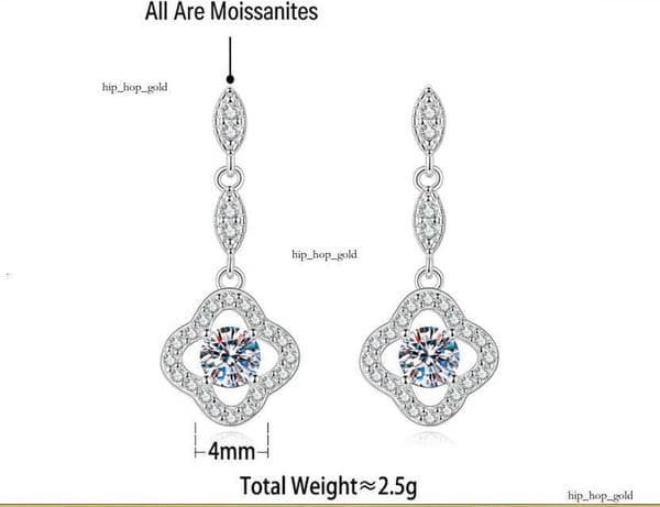 Four-leaf clover a bestseller 925 sterling silver tassel long earrings D color moissanite studs gemstone ear accessories