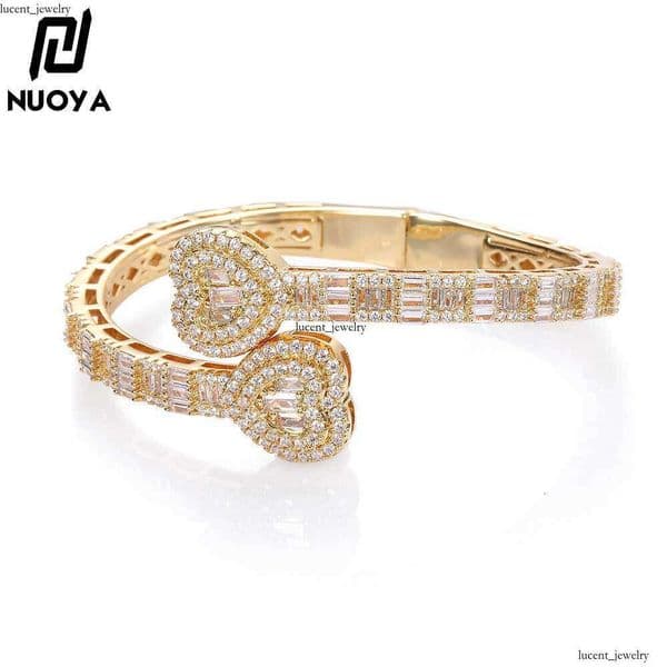 Coss-bode Euopean Ameican heat-shaped gold-plated popula on Instagam fashionable and unique hip-hop zicon bacelet diect sales fom the