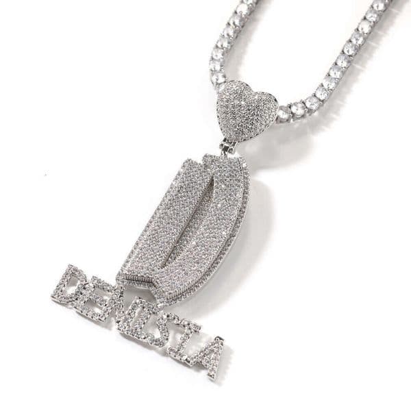 Personalized Custom Heart Buckle Letter Necklace Hip Hop Ice with VVS moissanite Micro Pave Moissanite Trendy Men's Street Style Rap Accessories Wholesale