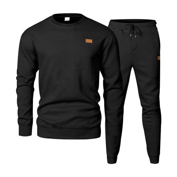 New Autumn And Winter European Designer Polo T-shirt And American Men's Sports Casual Suit With Round Neck Textured Jacquard Designer Hoodie Knit Sweater Set