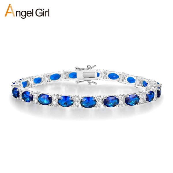 New Silver inlaid Moissanite blue tennis bracelet trendy fashionable light luxury Jewelry bestseller wholesale from Panyu factory