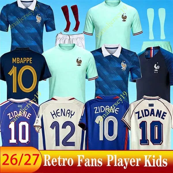 france jersey world cup 2026 quipe French Soccer Jerseys 26 27 MBAPPE DEMBELE EKITIKE Olise Kids retro Football tops Shirt maillot de foot ZIDANE vintage 1