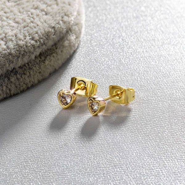 Moissanite for Women Sweet Fashion Korean Version Small Heart Heart-Shaped Diamond-Studded Earrings Wholesale thumbnail 2