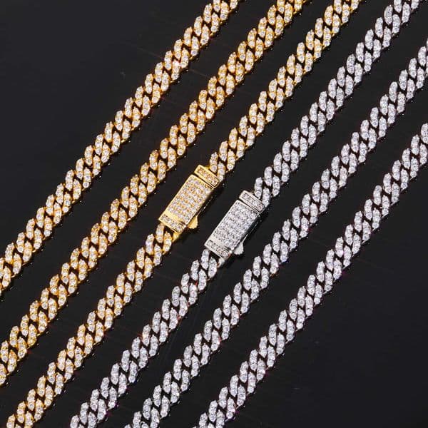 Jewelry Hip Hop 6mm Single Row Diamond Cuban Necklace Men's Trendy Versatile Jewelry Moissanite Bracelet Accessories Customization