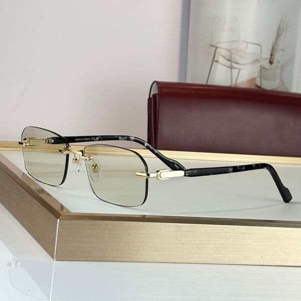 Black Yellow Rimless Narrow Sunglasses UV Protection Anti-Reflective Coating Lenses Glasses Sun Shades in Summer Designer Sunglasses for Men 1221