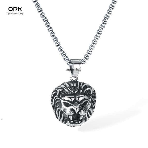 Jewelry Men's Necklace Personalized Hip Hop 925 Sterling Silver 14K Gold Vintage Dominant Lion Head Accessory Titanium Steel Necklace