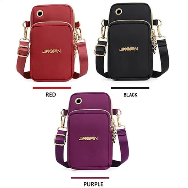 1Pc Multi Layer Crossbody Arm Bag Womens Cell Phone Pouch Fashion Wallet Shoulder with Headphone Plug for TravelCamping 260321