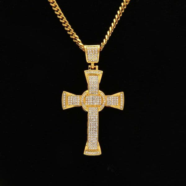 Classic Style Diamond-Studded Cross Pure silver Men's Hip Hop Ice with VVS moissanite Rap Necklace Hiphop Pendant