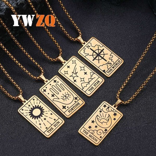 supply of Sterling Silver 14K 18K Gold jewelry with unique design tarot card pendants titanium steel necklaces and sweater chains wholesale from manufacturer