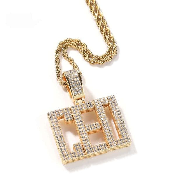 Hip Hop Ice with VVS moissanite European and American Full Moissanite Block Letter Trendy DIY Splicing Personalized Niche Design Pendant Necklace