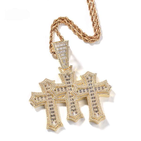 Classic T Square Ice with VVS moissanite Cross Pendant Fashion New Hip Hop Cool Moissanite Necklace Men's Rap Versatile Accessories