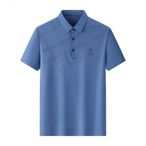 Men's Short-sleeved Polo Shirt Middle-aged Men's Turn-down Designer Hoodie Collar T-shirt Business Casual Thin Ice Silk Popular Designer Polo T-shirt Style