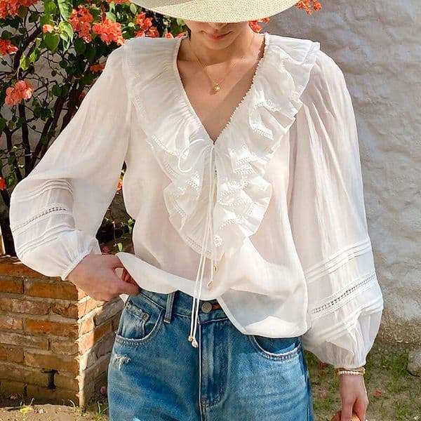 2026 Spring New Designer Fashion White French A16 Shirt Long Sleeve Elegant Style Women's