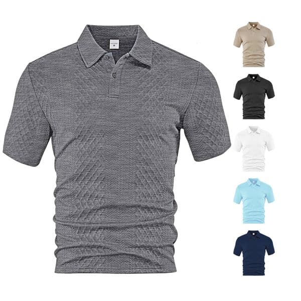 European And American Designer Hoodie Men's Summer Thin Loose Polo Designer T-shirt Solid Color Jacquard Fabric Turn-down Collar Short Sleeve Men's Polo Shirt