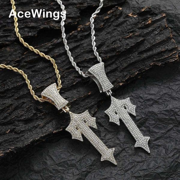 Alloy T-shaped pendant Jewelry Hip Hop men's necklace new cross pendant with sword design for sales