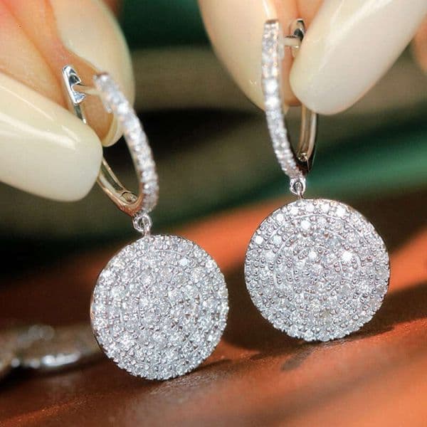 Jewelry minimalist earrings for women micro-inlaid Moissanite disc earrings classic versatile everyday date accessories