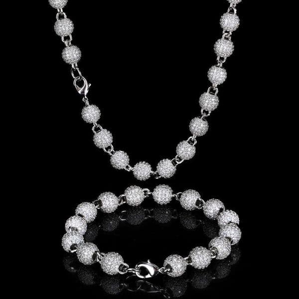 Jewelry Hip Hop 8mm Moissanite bead chain men's necklace wholesale hot-selling accessories personalized bracelet jewelry