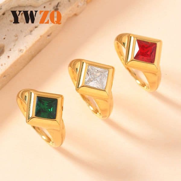 Jewelry 925 Sterling Silver 18K Gold ring cast square Moissanite for women 18k gold plated high-end couple's ring