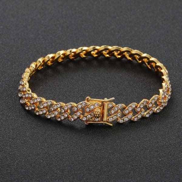 9mm alloy bracelet Jewelry Hip Hop jewelry wholesale trendy new model single row diamond Cuban bracelet