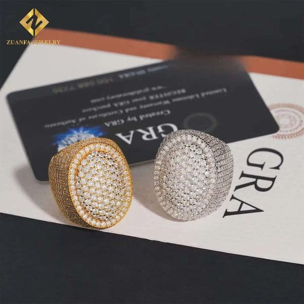 High Quality 925 Sterling Silver Iced Out Diamond Men Hip Hop Moissanite Diamonsd Rapper Ring with GRA Certificate
