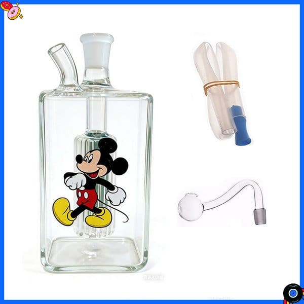 Popular mini colorful Square Glass oil burner water bongs hookah Bubble Small Water Pipes Hand Pipe oil burner with smoking oil banger bowl and silicone hose