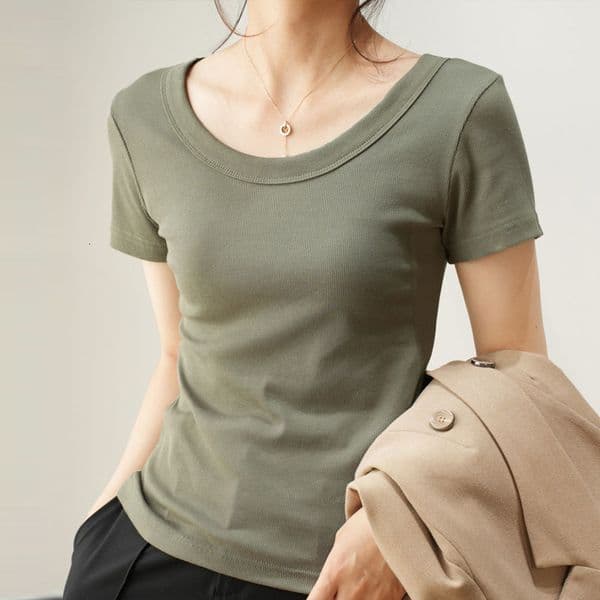 Selected Designer Polo T-shirt Premium Cotton U-neck T-shirt For Designer Hoodie Women Short-sleeved 2026 Summer New Style Loose Fit Slimming High-end Feel