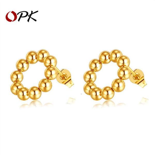 Moissanite Jewelry Fashion Simple Round Bead for Women 925 Sterling Silver 14K Gold Unique and Versatile Titanium Steel Earrings Wholesale