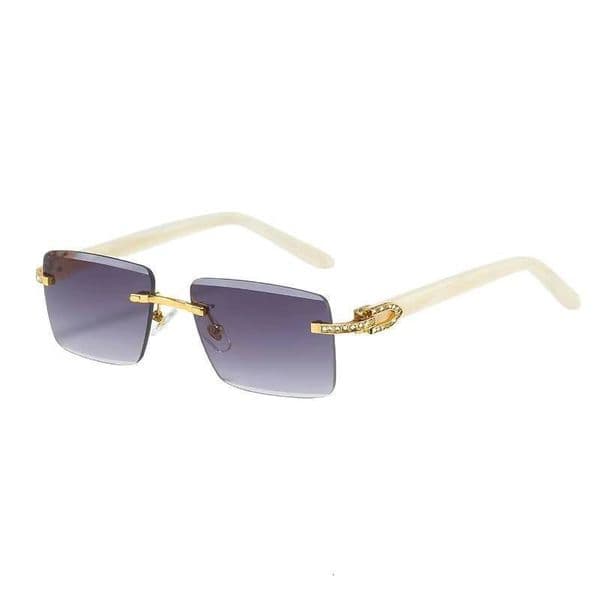 European American Cross-border Fashion Plate Leg Sunglasses for Men Women New Style Card Home Diamond Frameless Trim Sunglasses